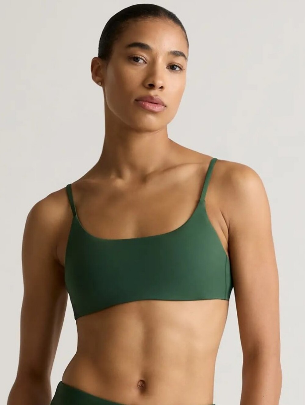 Quince Italian Scoop Neck Bikini Swimsuit Top New XL Women's Palm Green